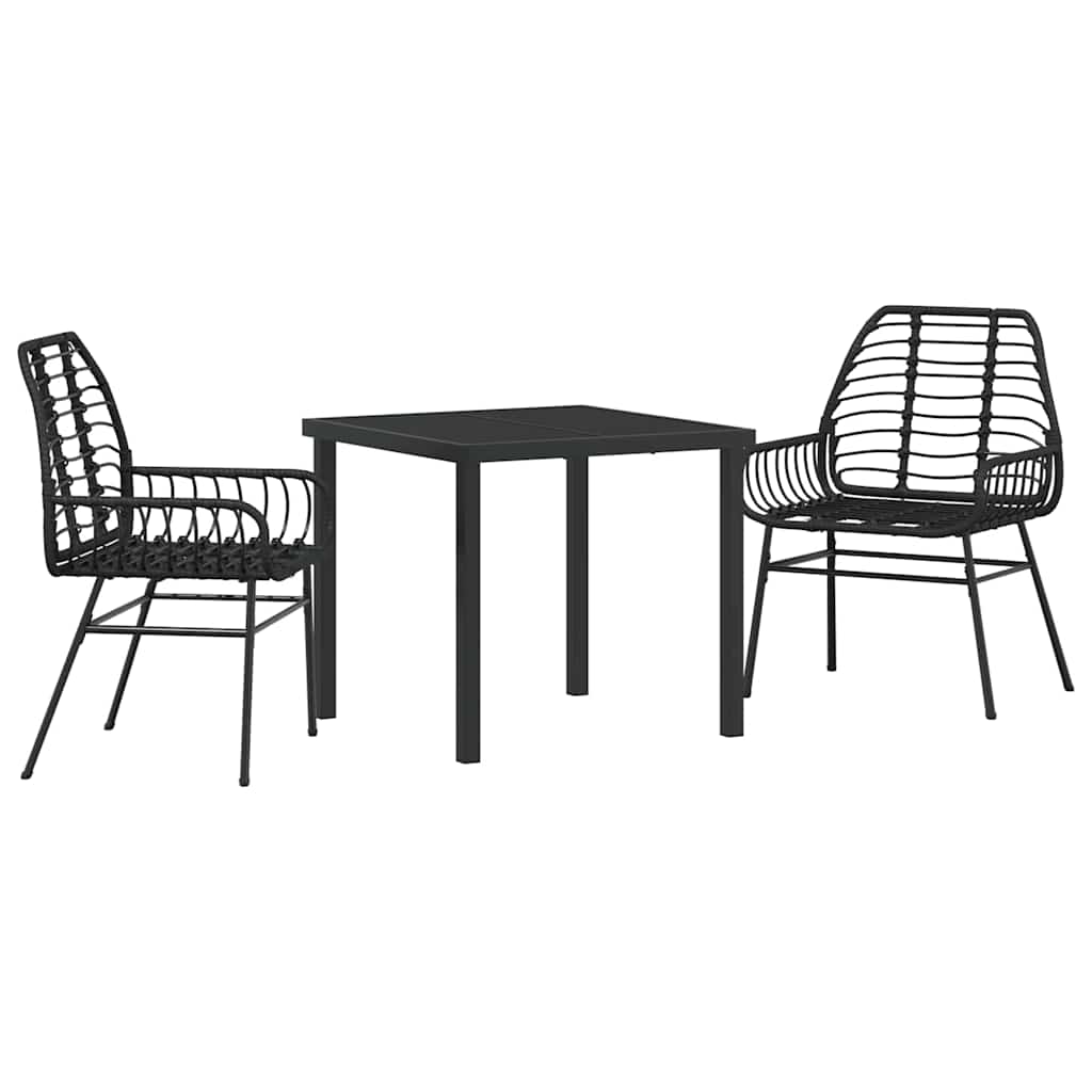 Have Spisebordssæt 3 pcs Sort polyrattan