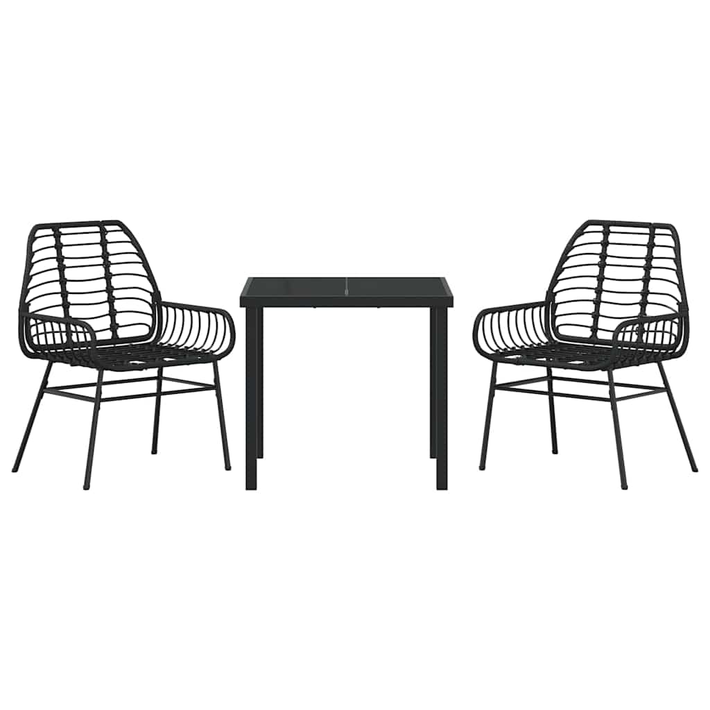 Have Spisebordssæt 3 pcs Sort polyrattan