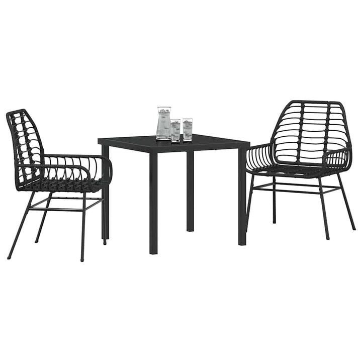 Have Spisebordssæt 3 pcs Sort polyrattan
