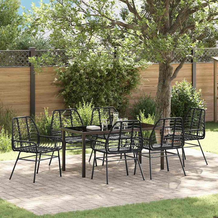 Have Spisebordssæt 7 pcs Sort polyrattan