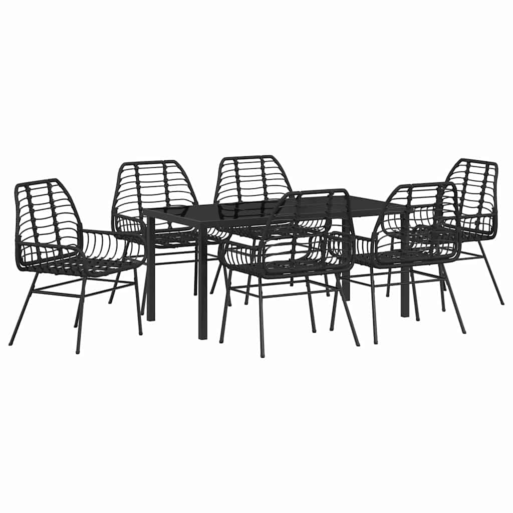 Have Spisebordssæt 7 pcs Sort polyrattan