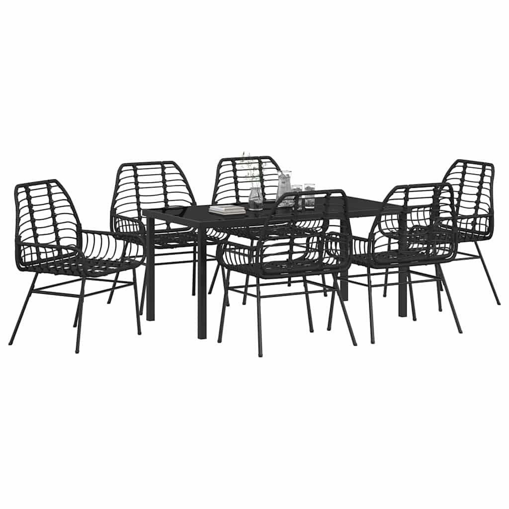 Have Spisebordssæt 7 pcs Sort polyrattan