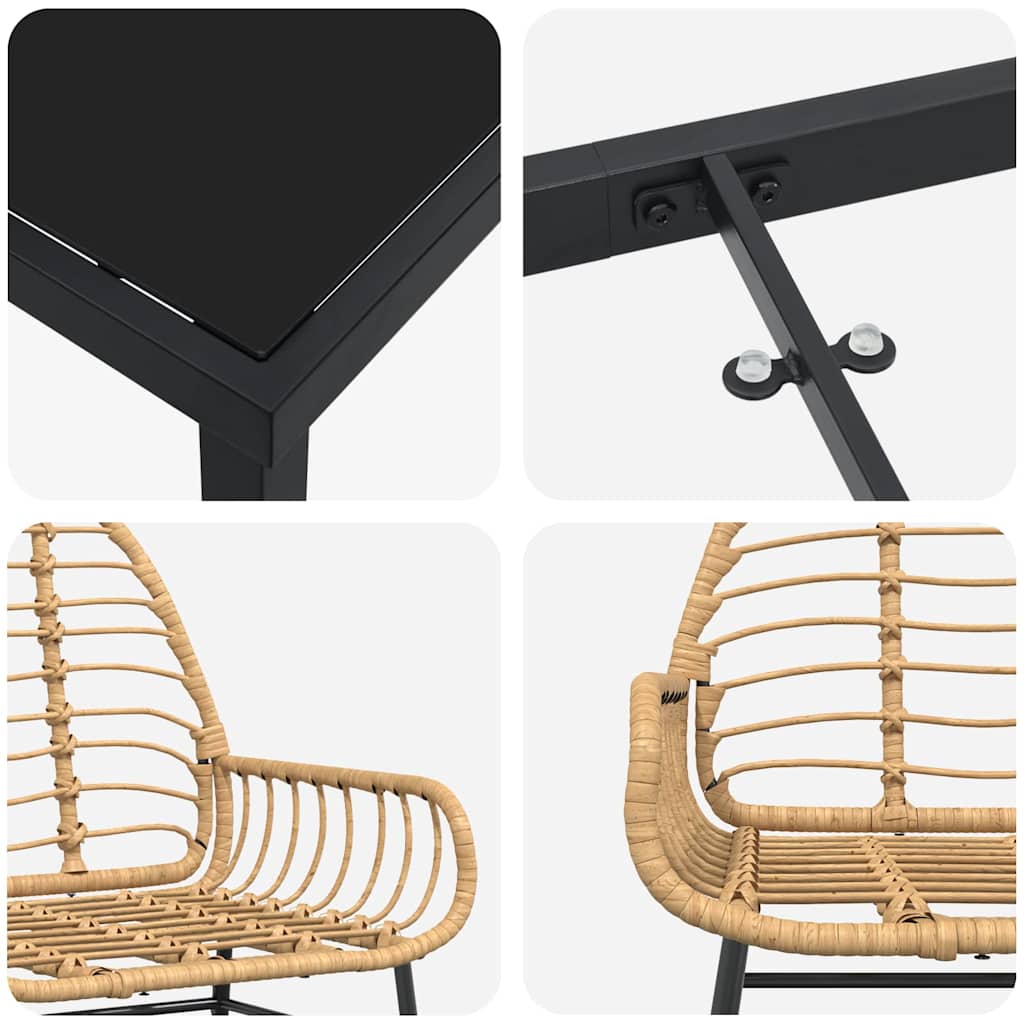 Have Spisebordssæt 3 pcs Brun polyrattan