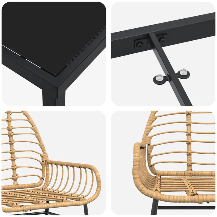 Have Spisebordssæt 3 pcs Brun polyrattan