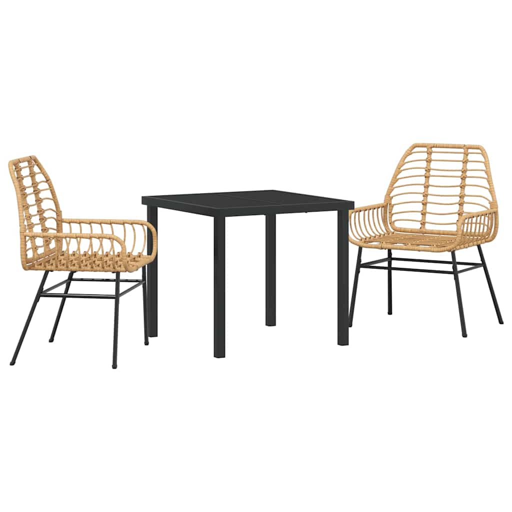 Have Spisebordssæt 3 pcs Brun polyrattan