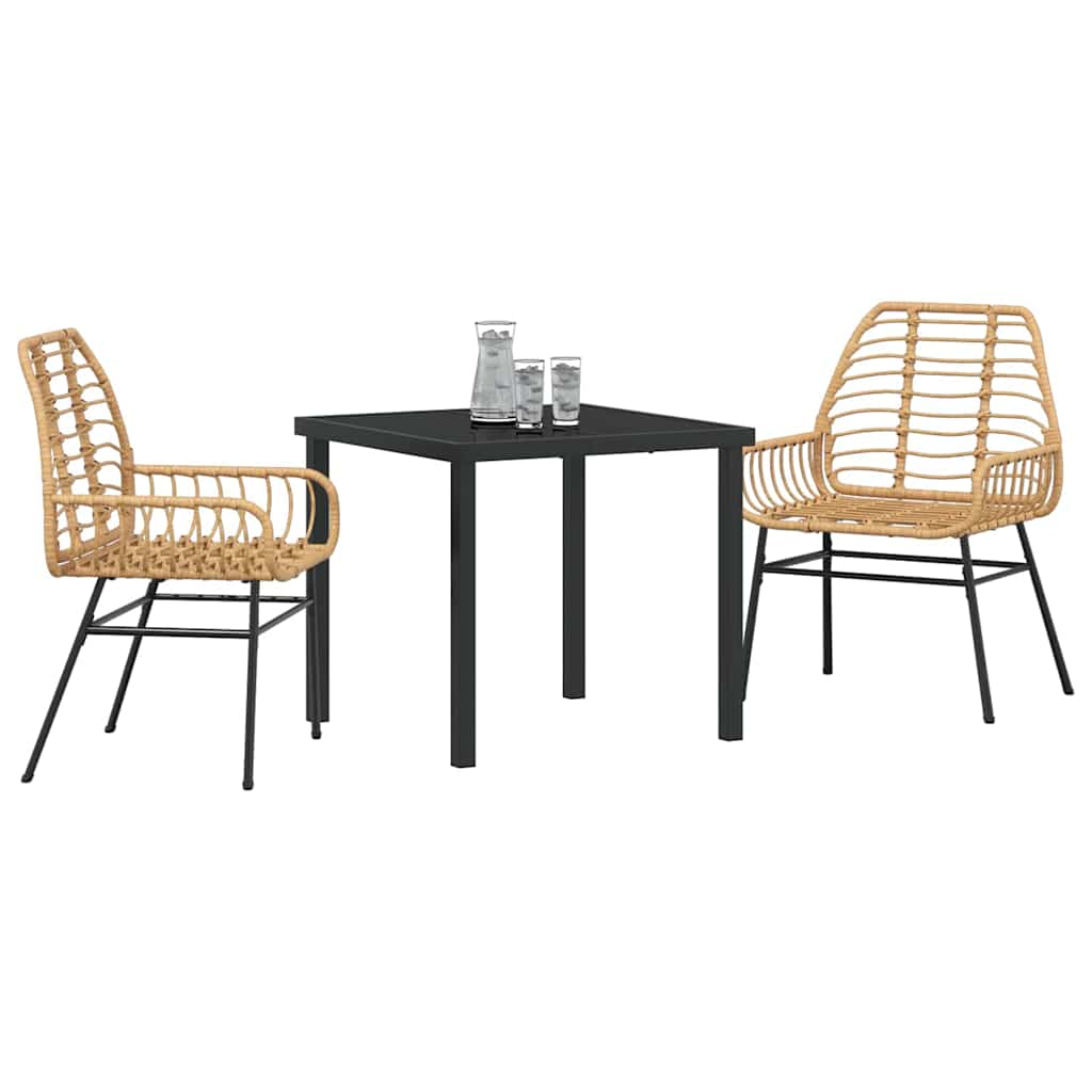 Have Spisebordssæt 3 pcs Brun polyrattan