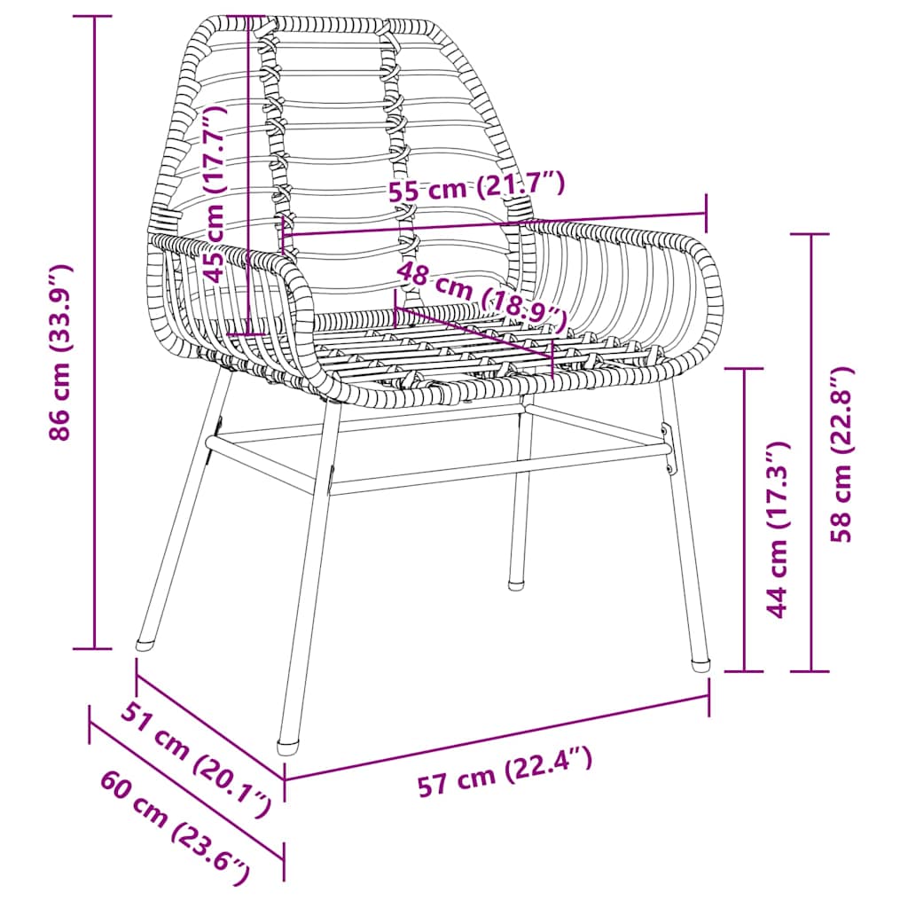 Have Spisebordssæt 3 pcs Brun polyrattan