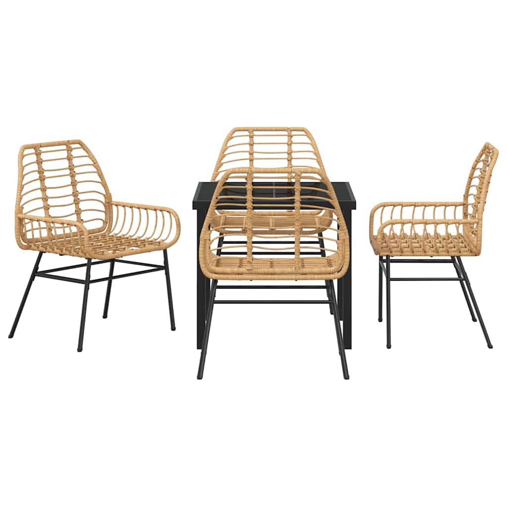 Have Spisebordssæt 5 pcs Brun polyrattan
