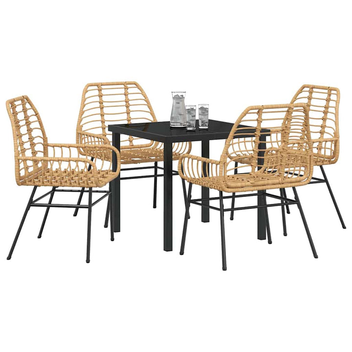 Have Spisebordssæt 5 pcs Brun polyrattan