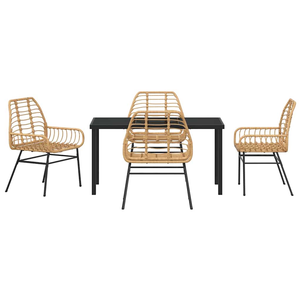 Have Spisebordssæt 5 pcs Brun polyrattan