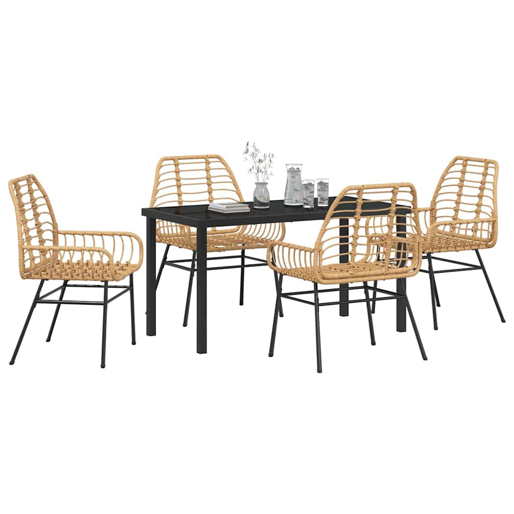 Have Spisebordssæt 5 pcs Brun polyrattan