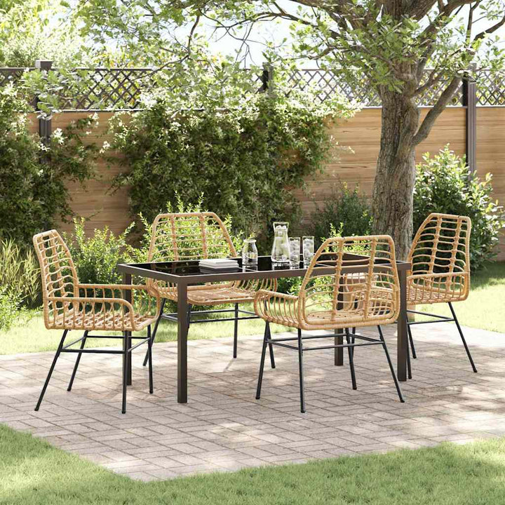 Have Spisebordssæt 5 pcs Brun polyrattan
