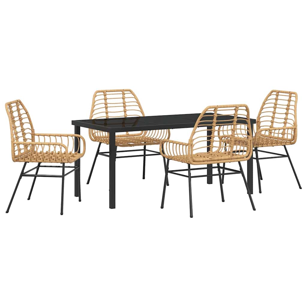 Have Spisebordssæt 5 pcs Brun polyrattan