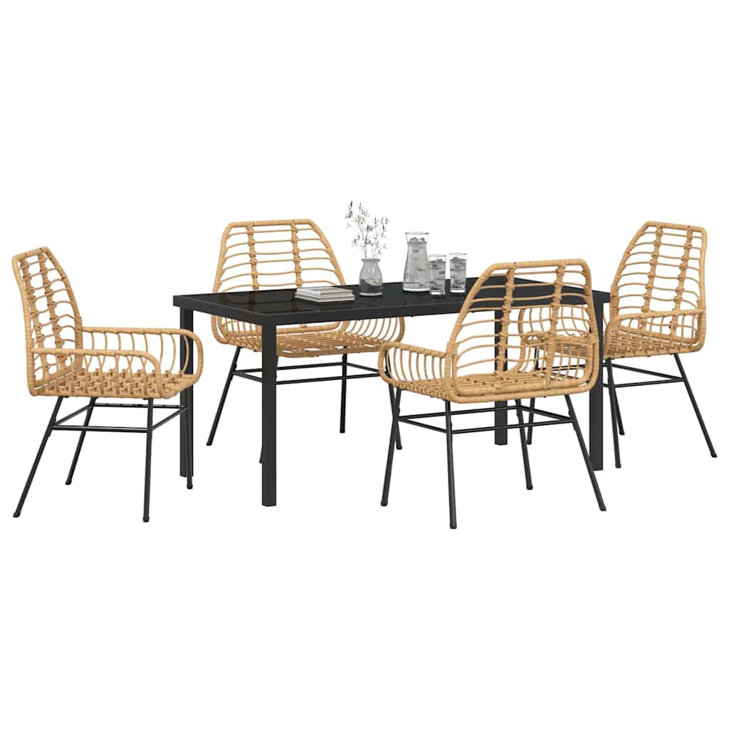 Have Spisebordssæt 5 pcs Brun polyrattan