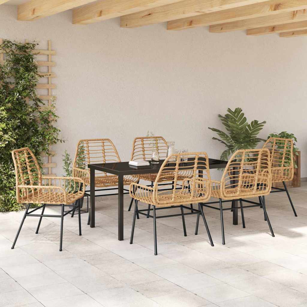 Have Spisebordssæt 7 pcs Brun polyrattan
