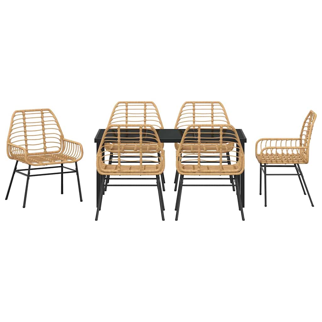 Have Spisebordssæt 7 pcs Brun polyrattan