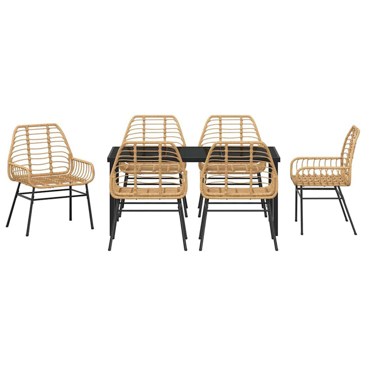 Have Spisebordssæt 7 pcs Brun polyrattan