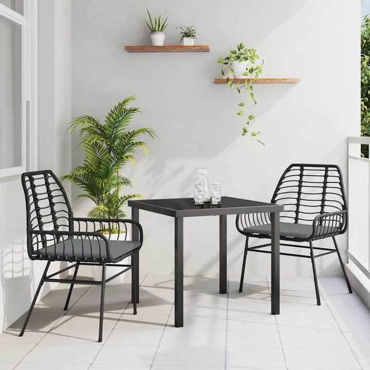 Have Spisebordssæt 3 pcs Sort polyrattan