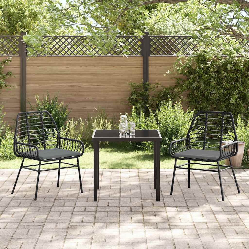 Have Spisebordssæt 3 pcs Sort polyrattan