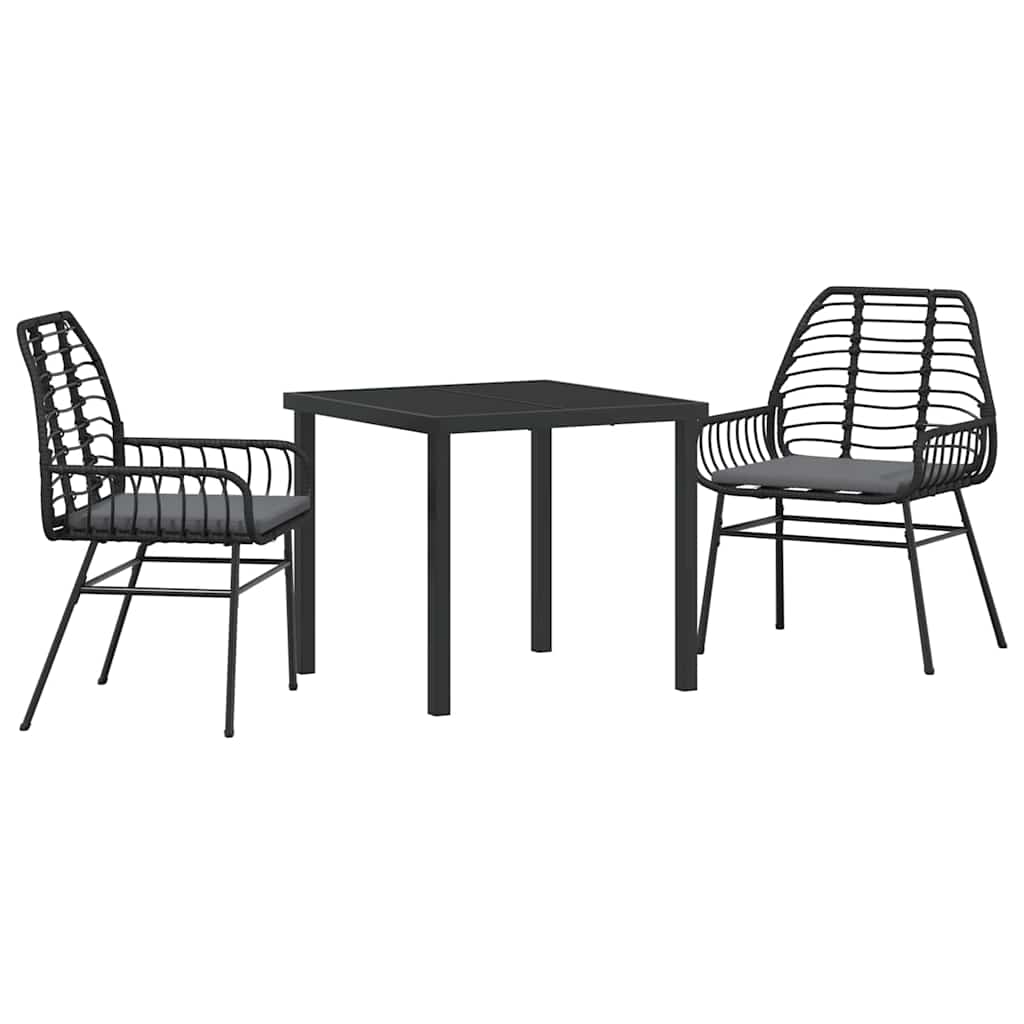 Have Spisebordssæt 3 pcs Sort polyrattan