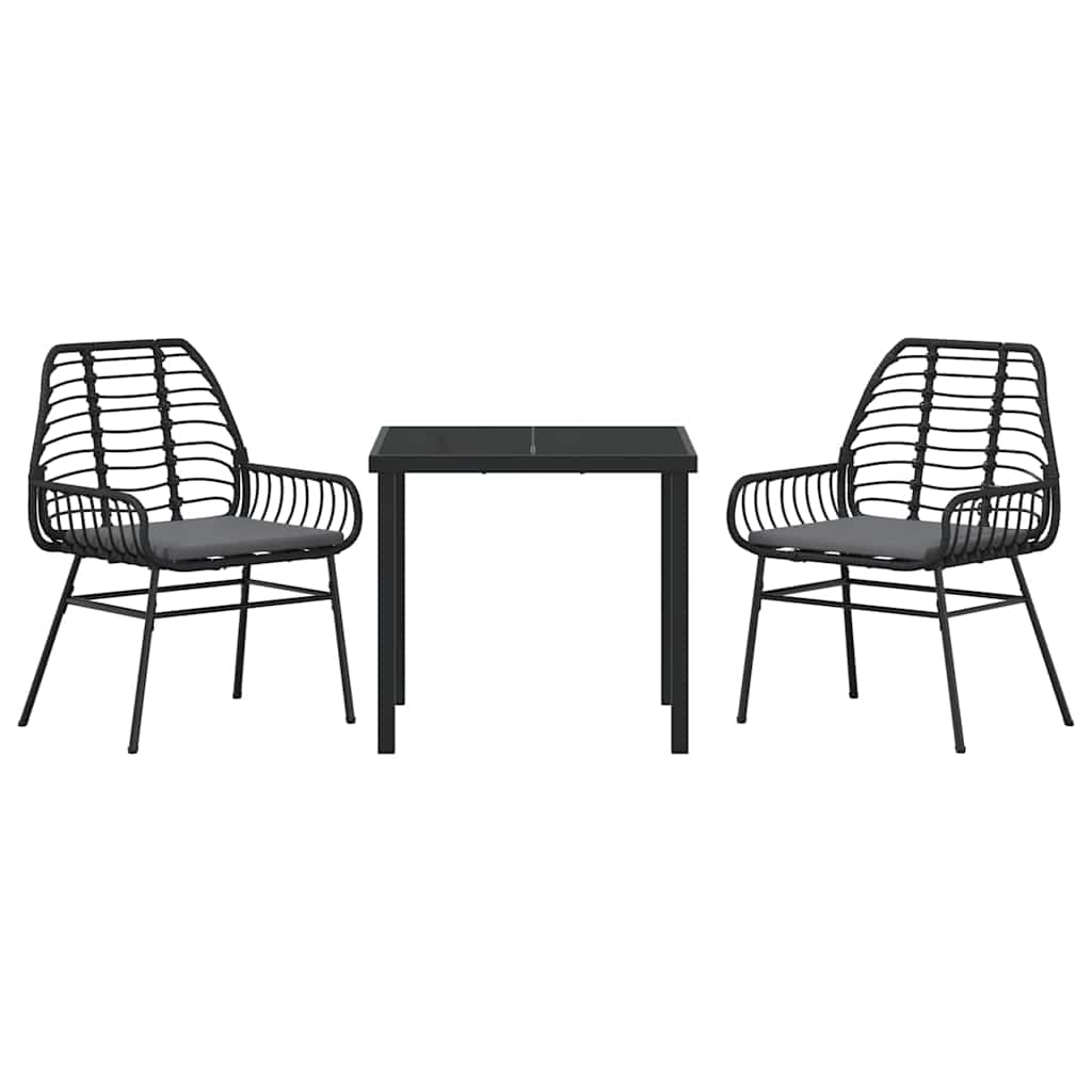 Have Spisebordssæt 3 pcs Sort polyrattan