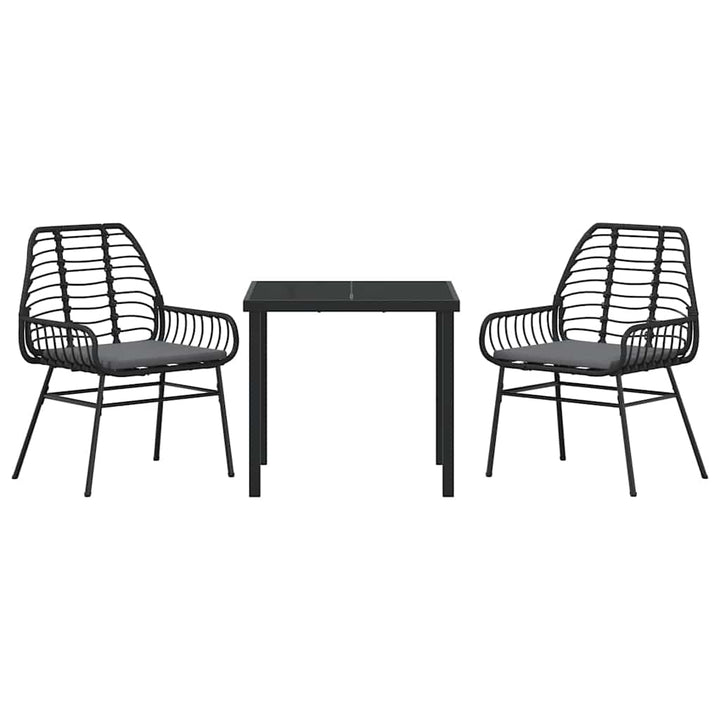 Have Spisebordssæt 3 pcs Sort polyrattan