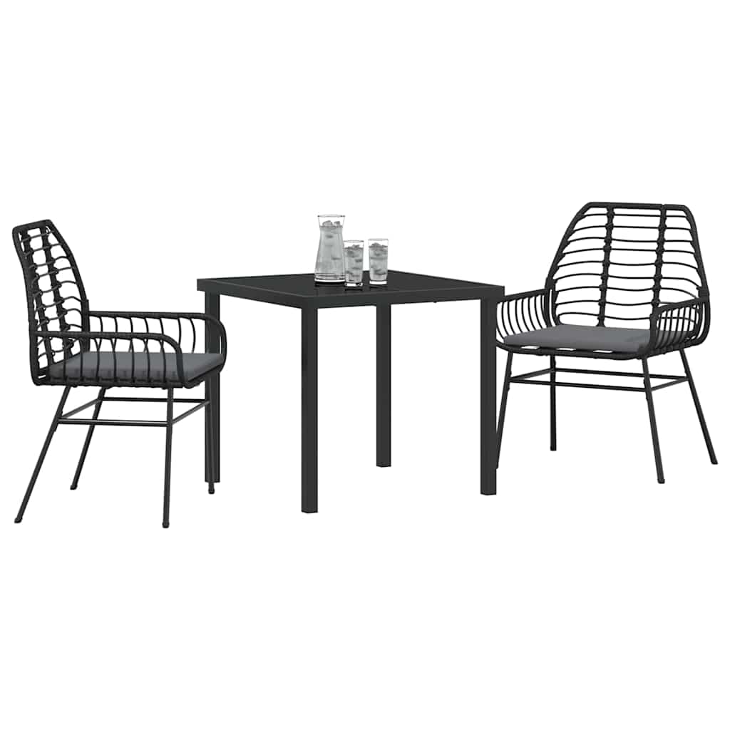 Have Spisebordssæt 3 pcs Sort polyrattan