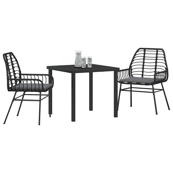 Have Spisebordssæt 3 pcs Sort polyrattan