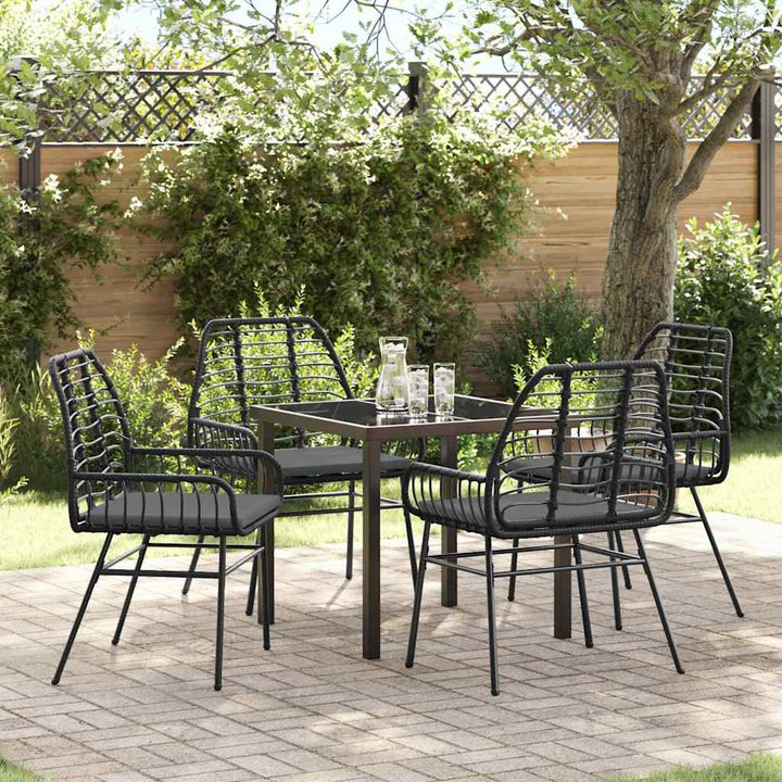 Have Spisebordssæt 5 pcs Sort polyrattan