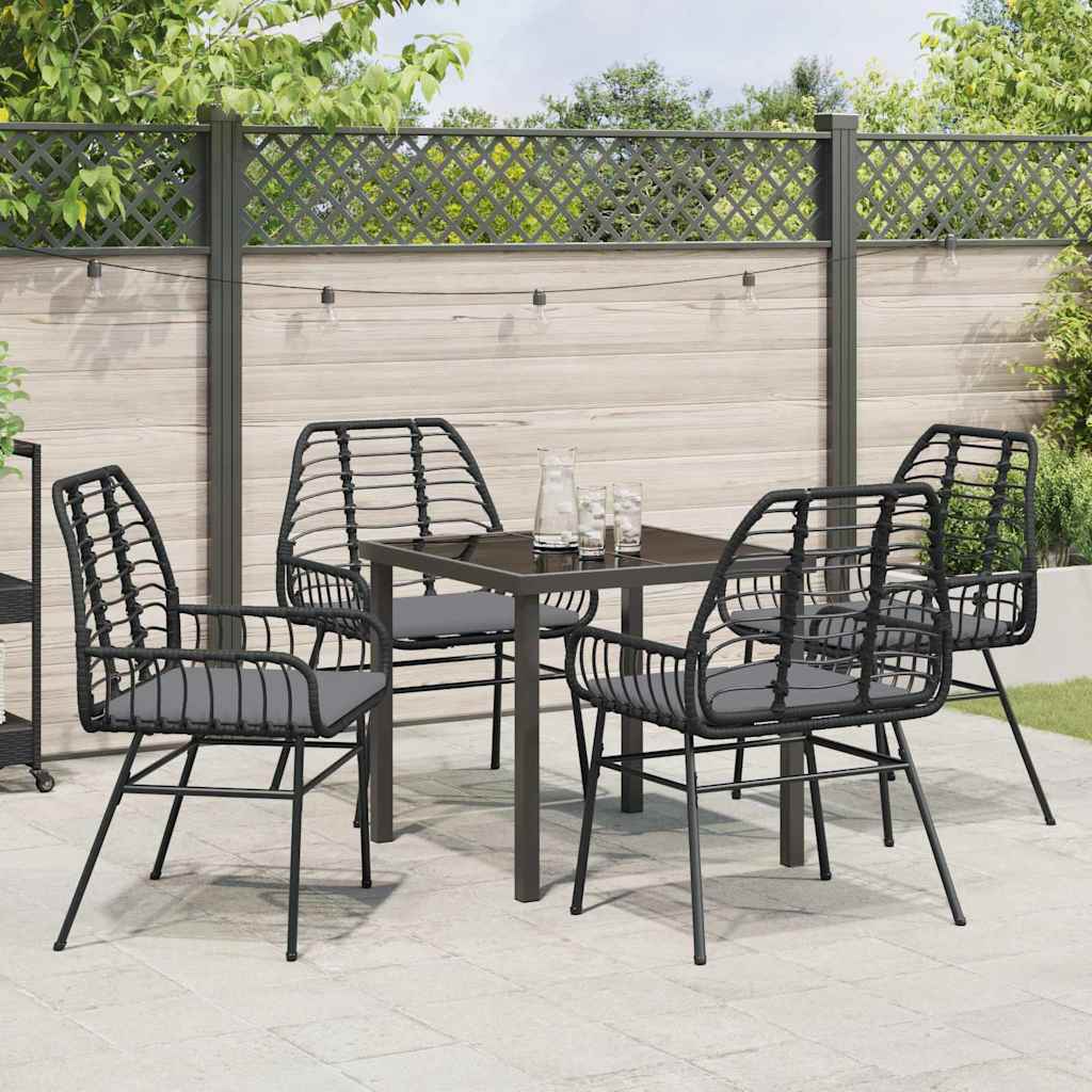 Have Spisebordssæt 5 pcs Sort polyrattan