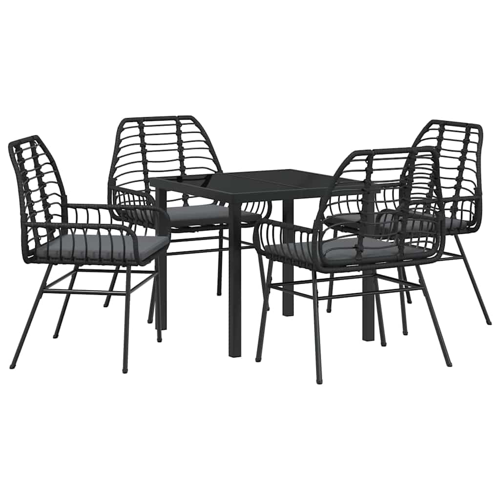 Have Spisebordssæt 5 pcs Sort polyrattan