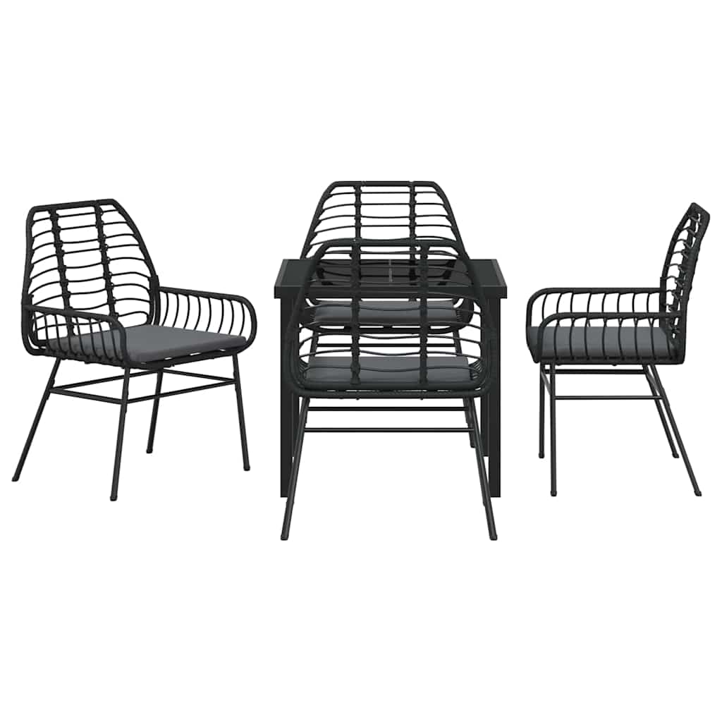 Have Spisebordssæt 5 pcs Sort polyrattan