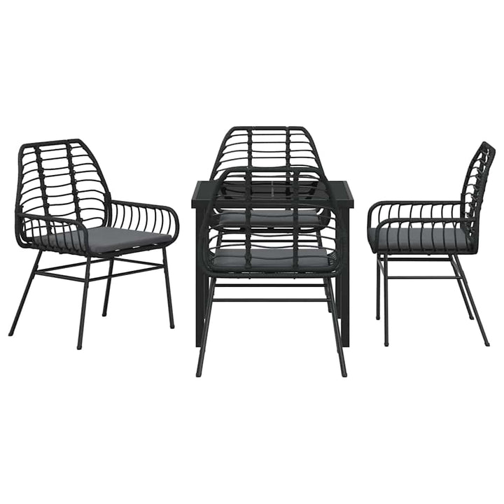 Have Spisebordssæt 5 pcs Sort polyrattan