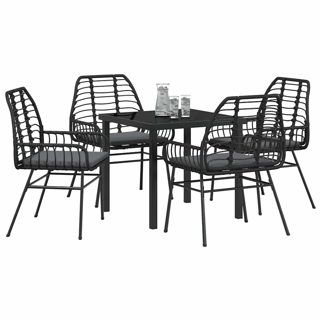 Have Spisebordssæt 5 pcs Sort polyrattan