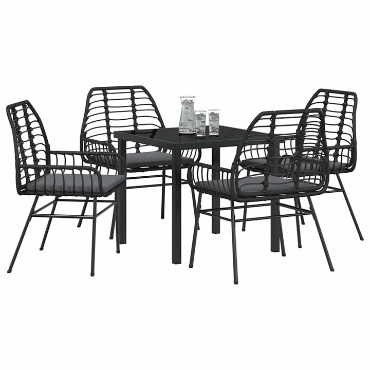 Have Spisebordssæt 5 pcs Sort polyrattan