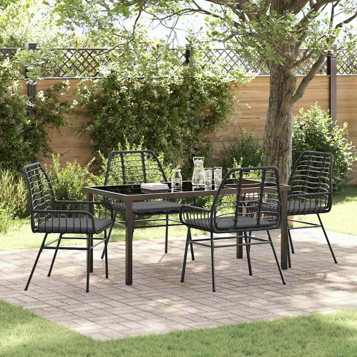 Have Spisebordssæt 5 pcs Sort polyrattan