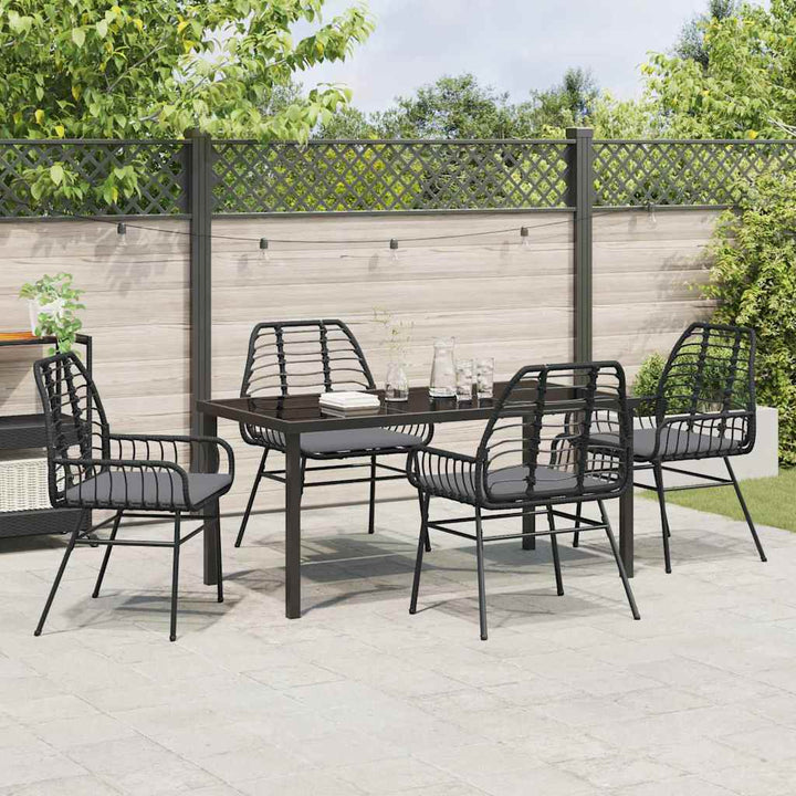 Have Spisebordssæt 5 pcs Sort polyrattan