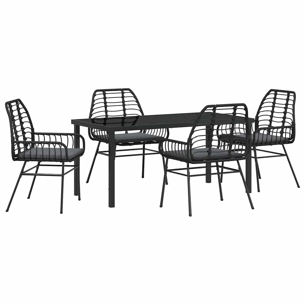 Have Spisebordssæt 5 pcs Sort polyrattan