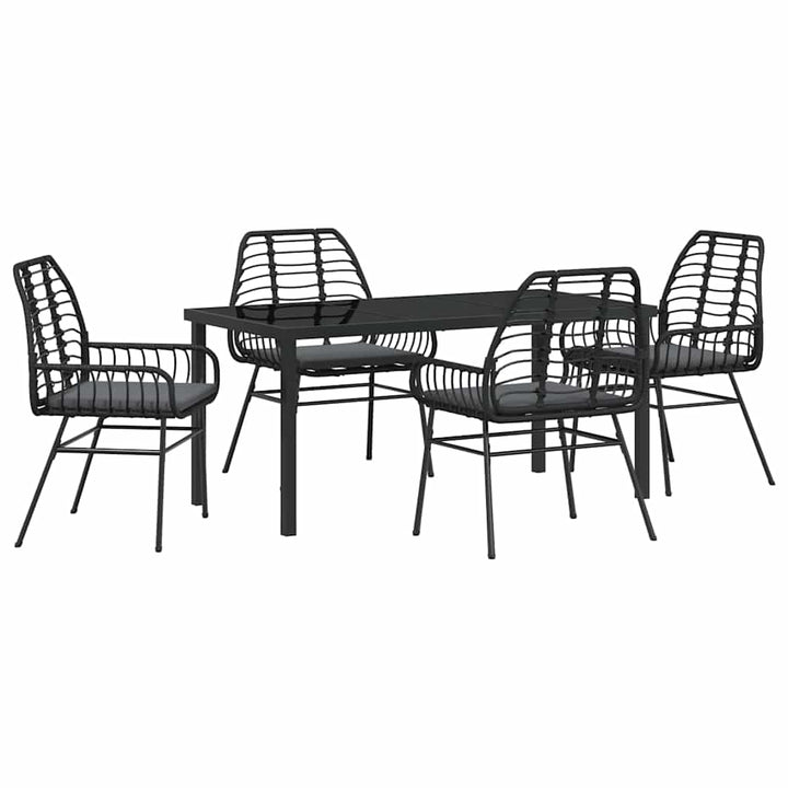 Have Spisebordssæt 5 pcs Sort polyrattan