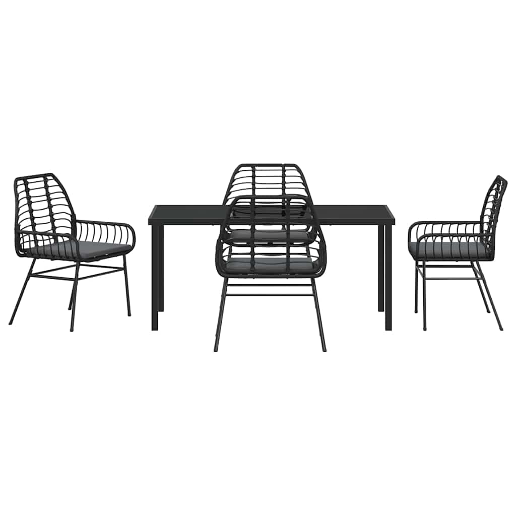 Have Spisebordssæt 5 pcs Sort polyrattan