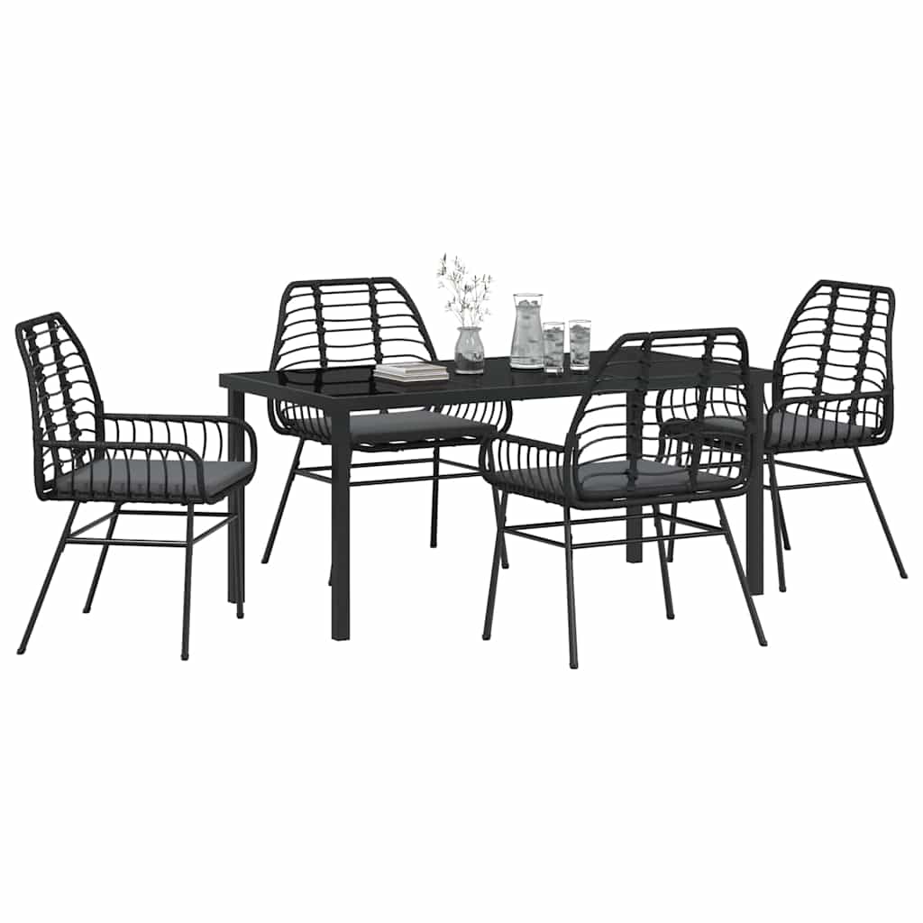 Have Spisebordssæt 5 pcs Sort polyrattan