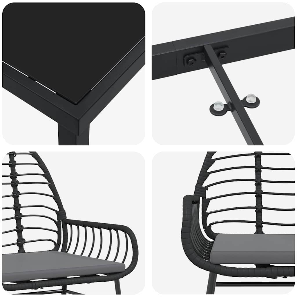 Have Spisebordssæt 7 pcs Sort polyrattan