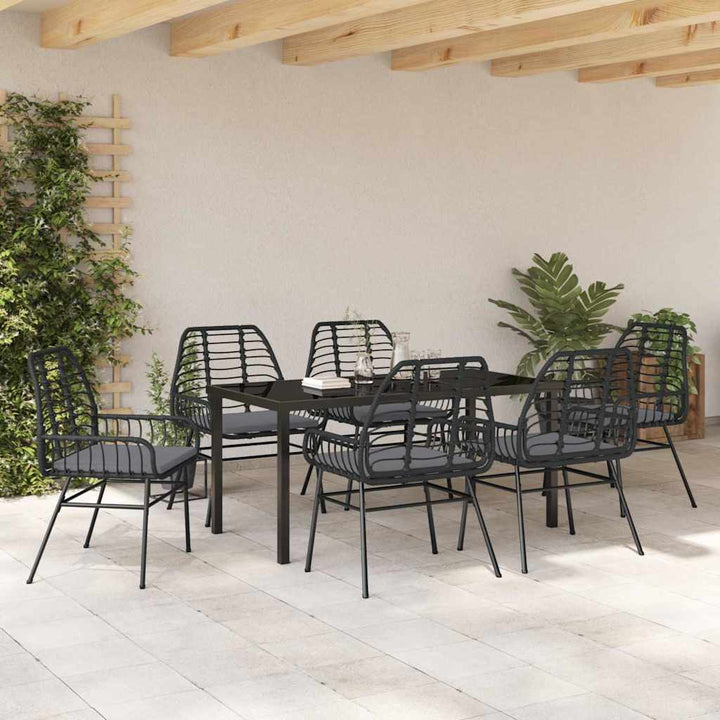 Have Spisebordssæt 7 pcs Sort polyrattan