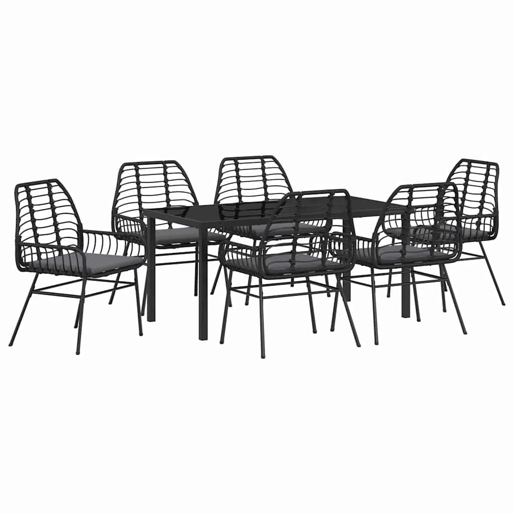 Have Spisebordssæt 7 pcs Sort polyrattan