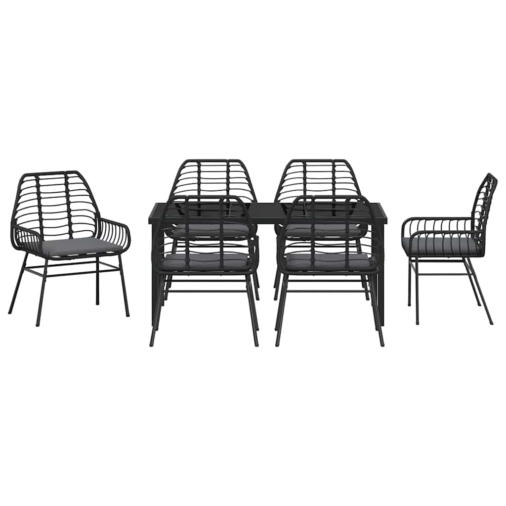 Have Spisebordssæt 7 pcs Sort polyrattan