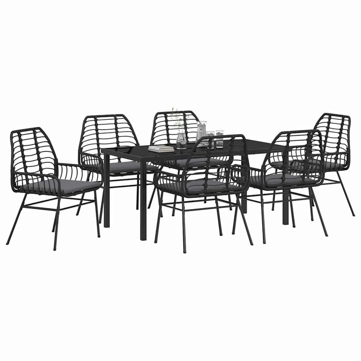 Have Spisebordssæt 7 pcs Sort polyrattan