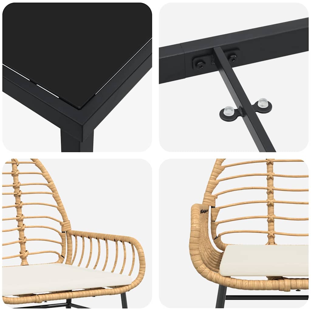 Have Spisebordssæt 3 pcs Brun polyrattan