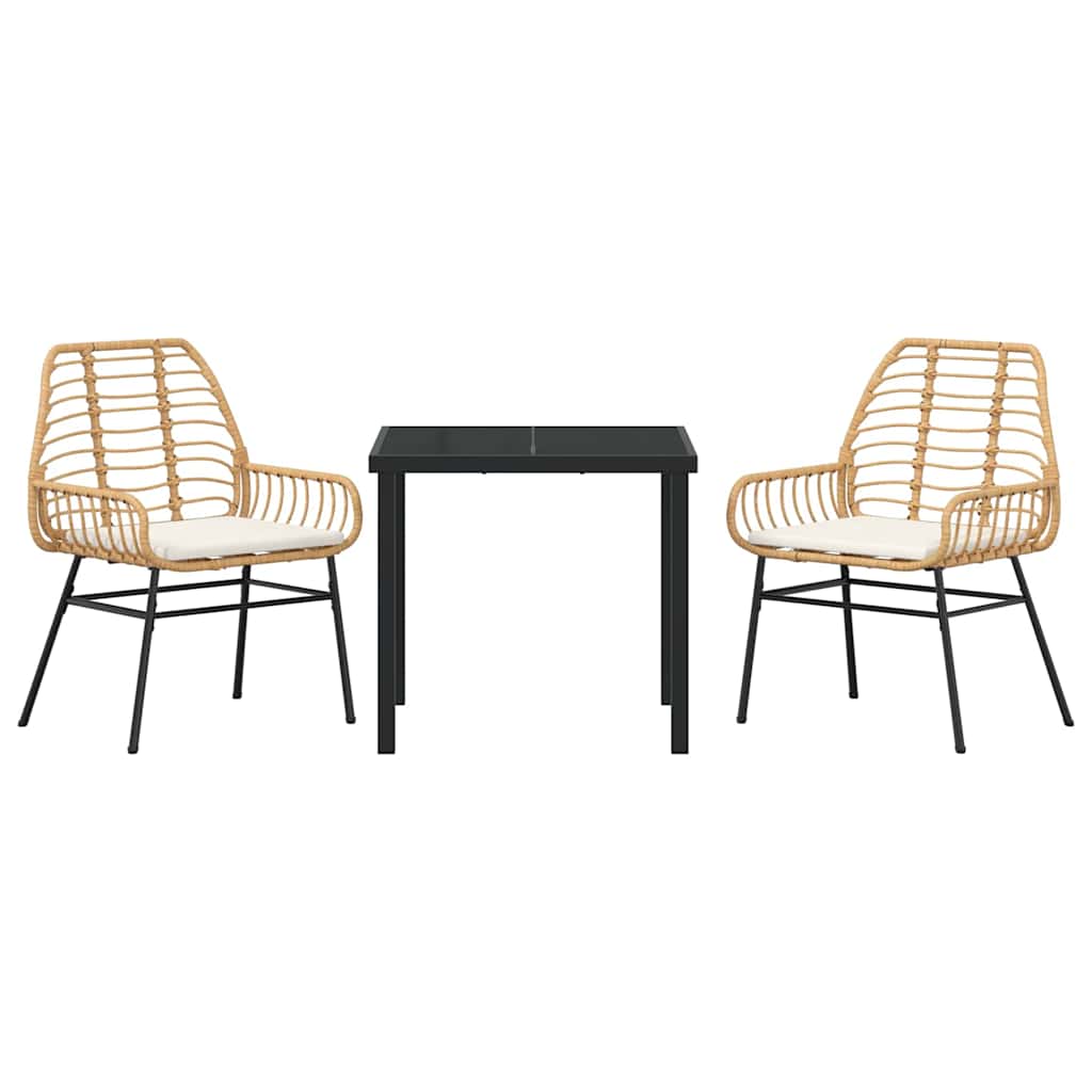 Have Spisebordssæt 3 pcs Brun polyrattan