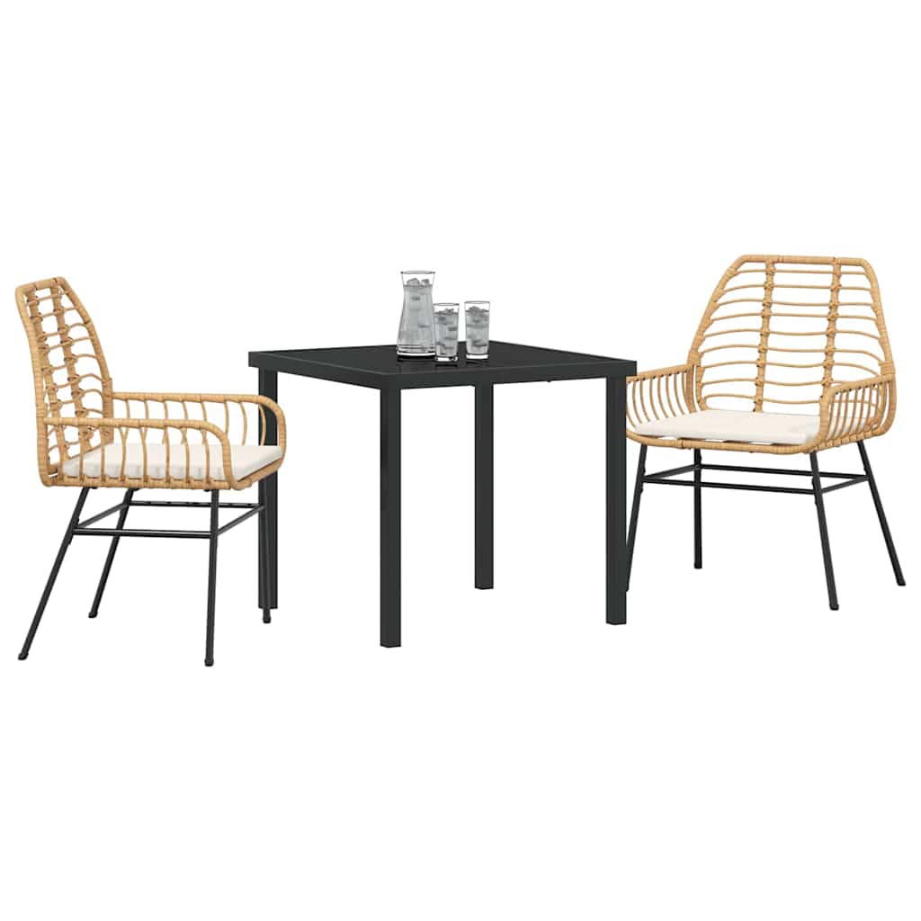 Have Spisebordssæt 3 pcs Brun polyrattan