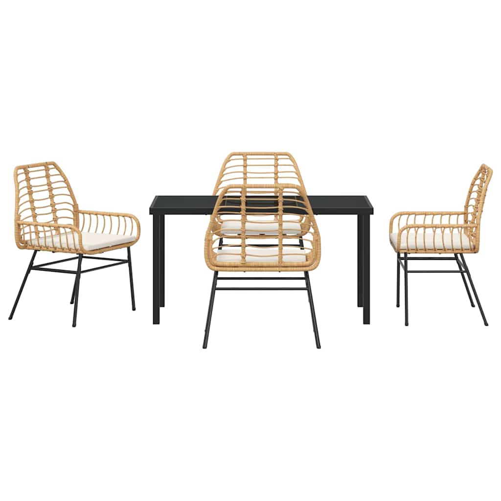Have Spisebordssæt 5 pcs Brun polyrattan